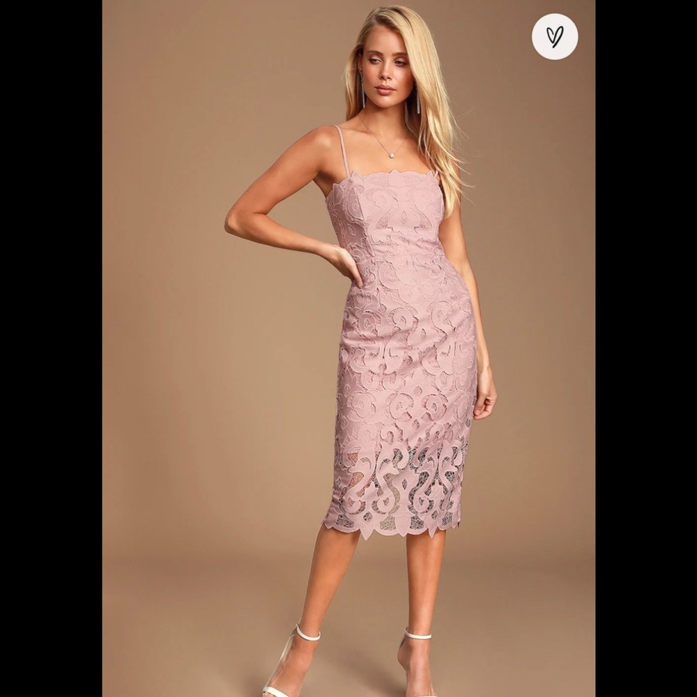 Bardot LINA BLUSH PINK LACE MIDI DRESS Size 10/L